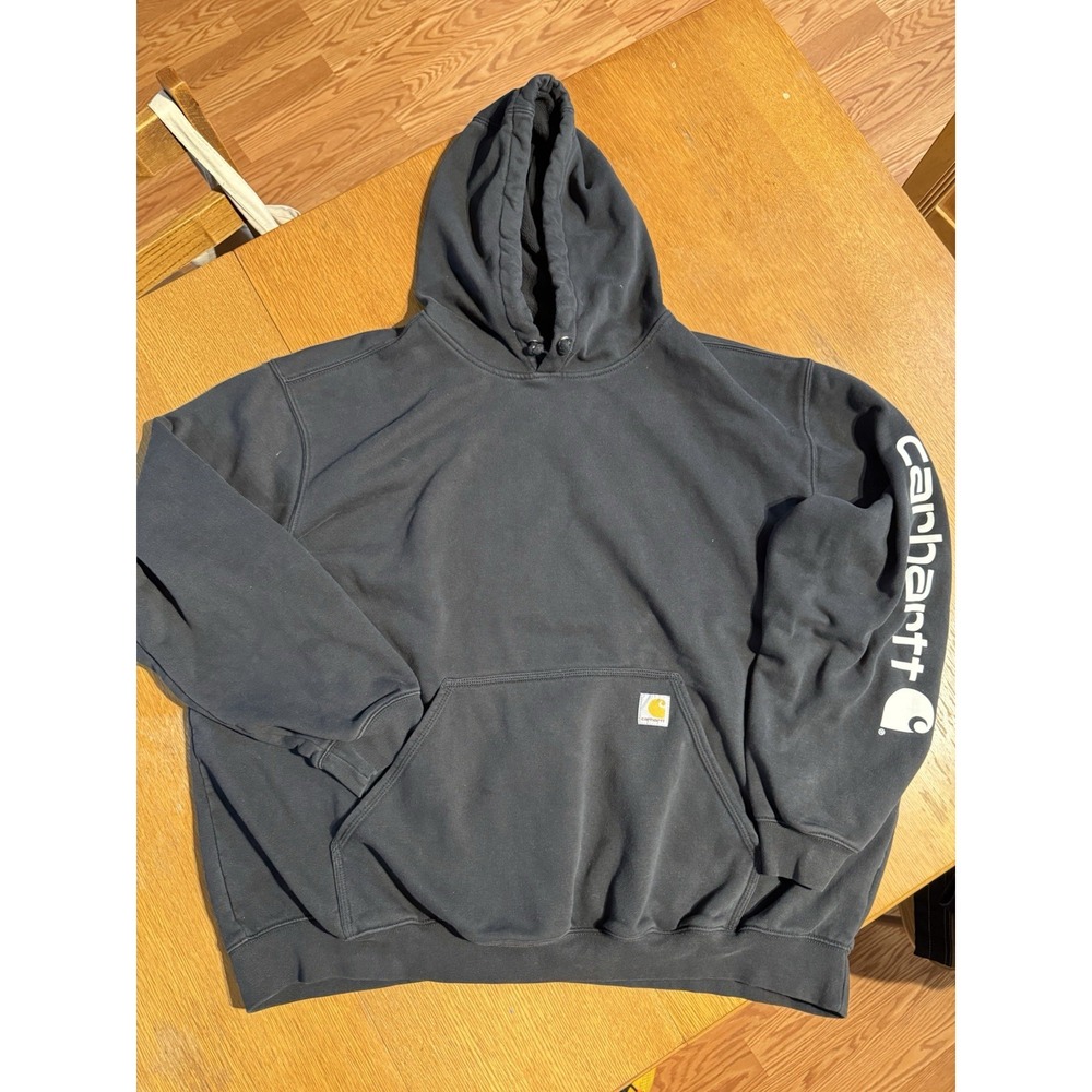 Carhartt Black Hoodie with Logo Sleeve